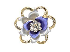 Blooming Rose Flower Crystal Brooch Pin - Blue Blooming Rose Flower Crystal Brooch Pin - Blue