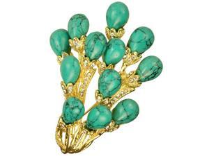 Turquoise Bunch Spray Crystal Gold Tone 2 In 1 Brooch Pin Pendant Turquoise Bunch Spray Crystal Gold Tone 2 In 1 Brooch Pin Pendant