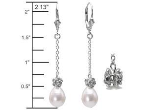Isabella Rose 9-10mm Pearl Dangle Silver Earrings, White Isabella Rose 9-10mm Pearl Dangle Silver Earrings, White