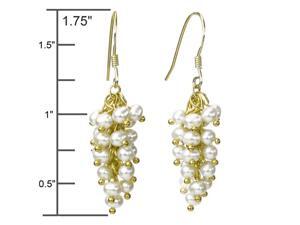 White Cultured Pearl Bunch 18k Yellow Gold Overlay Sterling Silver Earrings White Cultured Pearl Bunch 18k Yellow Gold Overlay Sterling Silver Earrings