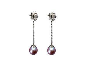 Dainty Sweet Butterfly Dangling Pearl Sterling Silver Earrings, Lavender Dainty Sweet Butterfly Dangling Pearl Sterling Silver Earrings, Lavender