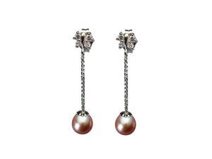 Dainty Sweet Butterfly Dangling Pearl Sterling Silver Earrings, Peach Pink Dainty Sweet Butterfly Dangling Pearl Sterling Silver Earrings, Peach Pink