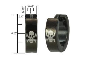 Black Stainless Steel Skull Huggie Hoop Earrings Black Stainless Steel Skull Huggie Hoop Earrings