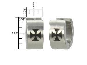 7mm Stainless Steel Iron Cross Huggie Hoop Earrings 7mm Stainless Steel Iron Cross Huggie Hoop Earrings
