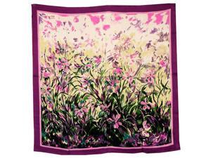 100% Satin Silk Laurent Monteil's Irises Painting Square Scarf Shawl - Purple 100% Satin Silk Laurent Monteil's Irises Painting Square Scarf Shawl - Purple