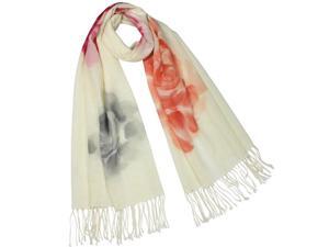 Dahlia Women's Wool Blend Scarf - Hand Painted Zen Style Peony Flowers - Red Dahlia Women's Wool Blend Scarf - Hand Painted Zen Style Peony Flowers - Red