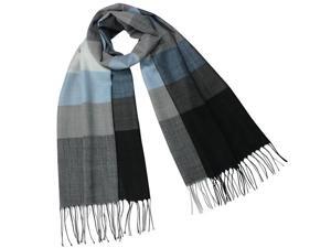 Dahlia Women's 100% Merino Wool Pashmina Scarf - Wide Awning Striped - Blue Gray Dahlia Women's 100% Merino Wool Pashmina Scarf - Wide Awning Striped - Blue Gray