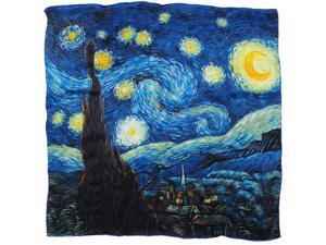 Van Gogh's "Starry Night" 100% Charmeuse Silk Square Scarf Van Gogh's "Starry Night" 100% Charmeuse Silk Square Scarf