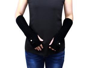 Dahlia Women's Flower Pearl Acrylic Fingerless Arm Warmer Gloves - Black Dahlia Women's Flower Pearl Acrylic Fingerless Arm Warmer Gloves - Black