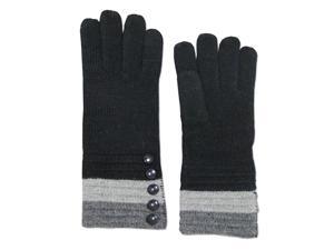 Women's Five Buttons Wool Blend Cuff Knit Gloves - Black Women's Five Buttons Wool Blend Cuff Knit Gloves - Black