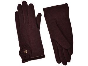 Dahlia Women's Faux Pearl Accented Flower Wool Blend Dress Gloves - Brown Dahlia Women's Faux Pearl Accented Flower Wool Blend Dress Gloves - Brown