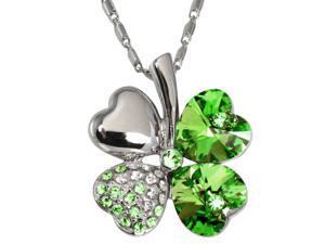 18k Gold Plated Swarovski Crystal Heart Shaped Four Leaf Clover Pendant Necklace (Peridot Green) 208257.9937GR 18k Gold Plated Swarovski Crystal Heart Shaped Four Leaf Clover Pendant Necklace (Peridot Green) 208257.9937GR