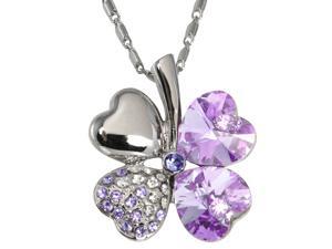 18k Gold Plated Swarovski Crystal Heart Shaped Four Leaf Clover Pendant Necklace (Amethyst Purple) 18k Gold Plated Swarovski Crystal Heart Shaped Four Leaf Clover Pendant Necklace (Amethyst Purple)