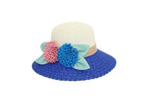 Double Flower Braid Brim Straw Bucket Hat Blue Double Flower Braid Brim Straw Bucket Hat Blue