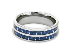 Tungsten Carbide Ring with Blue Carbon Fiber Inlays 8MM size 8.5 Tungsten Carbide Ring with Blue Carbon Fiber Inlays 8MM size 8.5