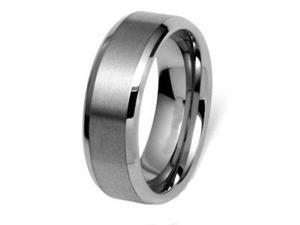 CleverEve Tungsten Carbide Ring Beveled Edge Brushed Center 8mm Wedding Band Size 8 CleverEve Tungsten Carbide Ring Beveled Edge Brushed Center 8mm Wedding Band Size 8