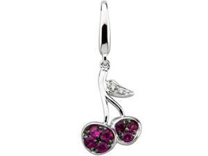 14K White With Black Rhodiumium Genuine Pink Sapphire And Diamond Cherrie 14K White With Black Rhodiumium Genuine Pink Sapphire And Diamond Cherrie