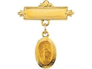 CleverSilver's 14K Yellow Gold Miraculous Baptismal Pin2. 0 0X 0 8. 0 0 Mm CleverSilver's 14K Yellow Gold Miraculous Baptismal Pin2. 0 0X 0 8. 0 0 Mm