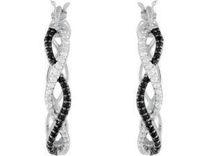 Genuine Black Spinel & Diamond Hoop Earrings Genuine Black Spinel & Diamond Hoop Earrings