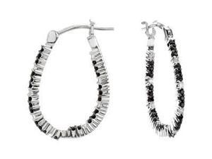 Genuine Black Spinel And Diamond Hoop Earrings Genuine Black Spinel And Diamond Hoop Earrings