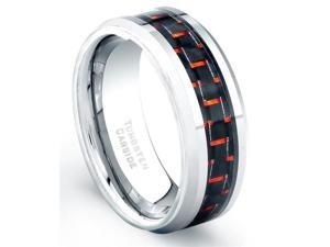Tungsten Carbide Ring Red And Black Carbon Fiber Comfort Fit Size 10 Tungsten Carbide Ring Red And Black Carbon Fiber Comfort Fit Size 10