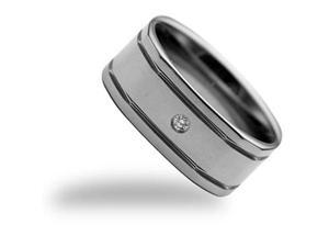 CleverEve Tungsten Nation 6mm Duo-Grooved Band Genuine .09 Ct. 2.8mm Center Tungsten Diamond Ring (9) CleverEve Tungsten Nation 6mm Duo-Grooved Band Genuine .09 Ct. 2.8mm Center Tungsten Diamond Ring (9)