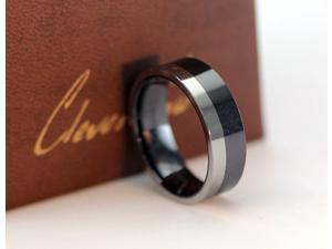 CleverEve 2015 Tungsten Nation 8mm Mens Black Ceramic Tungsten Mixed Ring w/ 3mm Tungsten & 5mm Ceramic Fully Polished Tungsten Wedding Band (9) CleverEve 2015 Tungsten Nation 8mm Mens Black Ceramic Tungsten Mixed Ring w/ 3mm Tungsten & 5mm Ceramic Fully Polished Tungsten Wedding Band (9)