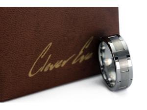 CleverEve Tungsten Nation 8mm Tungsten Ring Slotted & Polished Edge Brushed Center Tungsten Wedding Band (9) CleverEve Tungsten Nation 8mm Tungsten Ring Slotted & Polished Edge Brushed Center Tungsten Wedding Band (9)