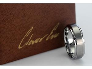 CleverEve Tungsten Nation 8mm Classic Two-Tone Brushed Center Raised Tungsten Ring (Sz 8 to 12) CleverEve Tungsten Nation 8mm Classic Two-Tone Brushed Center Raised Tungsten Ring (Sz 8 to 12)