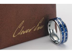 CleverEve Tungsten Nation 8mm Carbon Fiber Tungsten Ring w/ Double Stripes Blue Carbon Fiber Inlaid Tungsten Band (11.5) CleverEve Tungsten Nation 8mm Carbon Fiber Tungsten Ring w/ Double Stripes Blue Carbon Fiber Inlaid Tungsten Band (11.5)