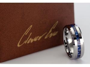 CleverEve Tungsten Nation 8.0mm Tungsten Carbon Fiber Ring w/ 3.0mm Blue Carbon Fiber Inlay (12) CleverEve Tungsten Nation 8.0mm Tungsten Carbon Fiber Ring w/ 3.0mm Blue Carbon Fiber Inlay (12)