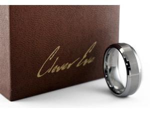 CleverEve Tungsten Nation 8.0mm Mens Tungsten Carbide Ring Beveled Edge Brushed Center Tungsten Wedding Band (12) CleverEve Tungsten Nation 8.0mm Mens Tungsten Carbide Ring Beveled Edge Brushed Center Tungsten Wedding Band (12)