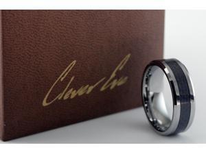 CleverEve Tungsten Nation 8mm Mens Carbon Fiber Tungsten Ring w/ 4mm Black Carbon Fiber Center Inlaid Tungsten Wedding Band (9) CleverEve Tungsten Nation 8mm Mens Carbon Fiber Tungsten Ring w/ 4mm Black Carbon Fiber Center Inlaid Tungsten Wedding Band (9)
