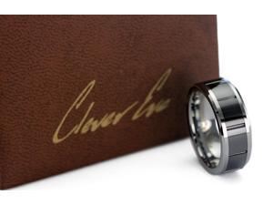 CleverEve Tungsten Nation 8mm Tungsten Ceramic Ring w/ 5mm Black Ceramic Inlay 10 Groove Tungsten Wedding Band (9.5) CleverEve Tungsten Nation 8mm Tungsten Ceramic Ring w/ 5mm Black Ceramic Inlay 10 Groove Tungsten Wedding Band (9.5)