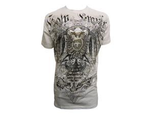 Stone Konflic Two-Headed Bird Dual Sword and Shield Muscle T-Shirt - White- X-Large Stone Konflic Two-Headed Bird Dual Sword and Shield Muscle T-Shirt - White- X-Large