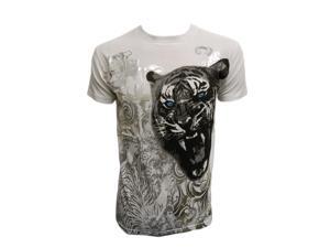 Stone Konflic Striking Blue-Eyed Tiger Musclt T-Shirt - White - Small Stone Konflic Striking Blue-Eyed Tiger Musclt T-Shirt - White - Small
