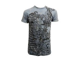 Konflic Men's Vintage Winged Spade T Shirt, Sky Small Konflic Men's Vintage Winged Spade T Shirt, Sky Small