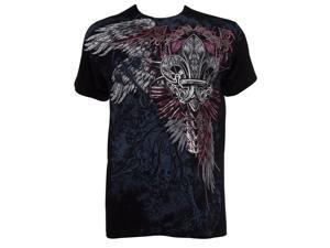 Konflic Men's Winged Fleur-de-lis Crew Neck T-Shirt - Black - Medium Konflic Men's Winged Fleur-de-lis Crew Neck T-Shirt - Black - Medium