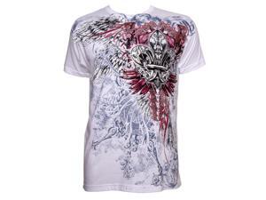 Konflic Men's Winged Fleur-de-lis Crew Neck T-Shirt - White - Small Konflic Men's Winged Fleur-de-lis Crew Neck T-Shirt - White - Small