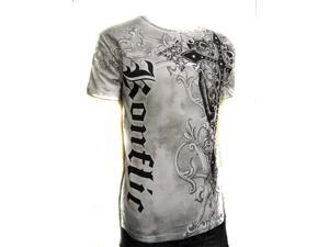 Konflic Cross Sword Crew Neck Cotton Men's Fashion T Shirt - White Small Konflic Cross Sword Crew Neck Cotton Men's Fashion T Shirt - White Small