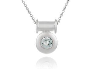 Sterling Silver slide Macaroni Pendant with round bezel set Genuine Blue Topaz Sterling Silver slide Macaroni Pendant with round bezel set Genuine Blue Topaz