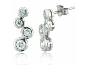 Sterling Silver Designer Simulated Diamond CZ Bubble Earrings Sterling Silver Designer Simulated Diamond CZ Bubble Earrings