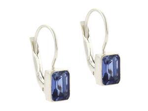 Sterling Silver Tanzanite cz stone emerald cut LeverBack Lever Back Earrings Sterling Silver Tanzanite cz stone emerald cut LeverBack Lever Back Earrings