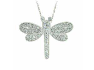 Simulated Diamond CZ DragonFly Silver Slide Pendant Simulated Diamond CZ DragonFly Silver Slide Pendant