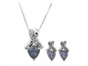 Sterling Silver Simulated Diamond cz and Simulated Tanzanite cz Pendant and Ear Sterling Silver Simulated Diamond cz and Simulated Tanzanite cz Pendant and Ear
