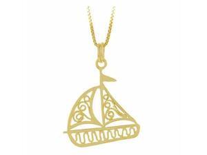 Vermeil (24k Gold over Sterling Silver) Sea Ocean Filigree Toy Sail Boat Pendant Vermeil (24k Gold over Sterling Silver) Sea Ocean Filigree Toy Sail Boat Pendant