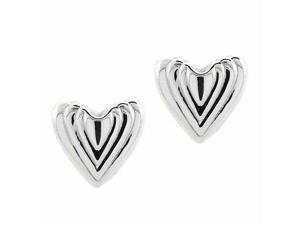 Sterling Silver Ribbed Heart Within A Heart Valentine's Day Earrings Sterling Silver Ribbed Heart Within A Heart Valentine's Day Earrings