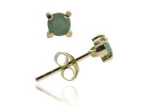 18K Gold over Sterling Silver Emerald 4mm Round Stud Earrings 18K Gold over Sterling Silver Emerald 4mm Round Stud Earrings