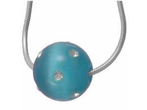 Simulated Diamond CZ Confetti Teal Cats Eye Ball Pendant Simulated Diamond CZ Confetti Teal Cats Eye Ball Pendant