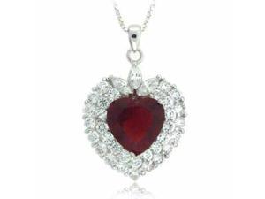 Sterling Silver Red & Clear CZ Heart Pendant Sterling Silver Red & Clear CZ Heart Pendant